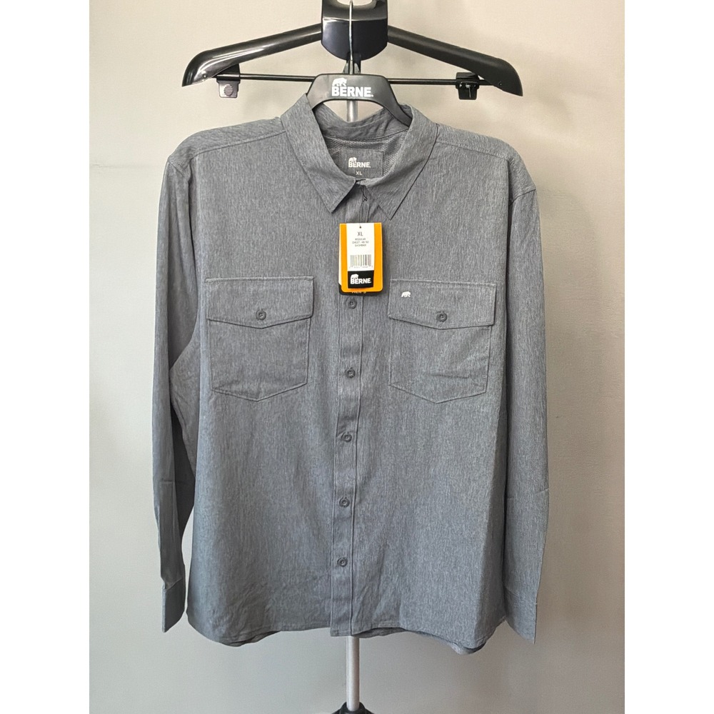 Berne Flex180 Utility Shirt Mens XL Gray NWT UPF 50 Stetch Workwear